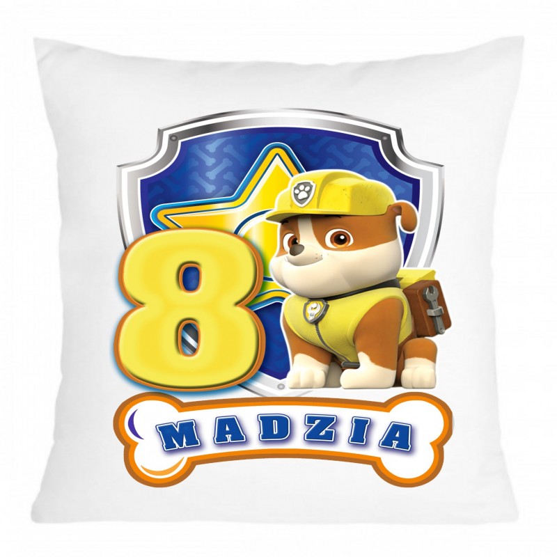 Poduszka dekoracyjna urodzinowa Psi Patrol RUBBLE
