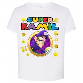 Waluigi Super Mario Koszulka Urodzinowa Dziecięca
